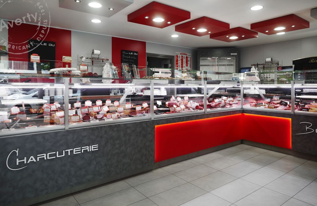 boucherie charcuterie rouge et gris plot plafond