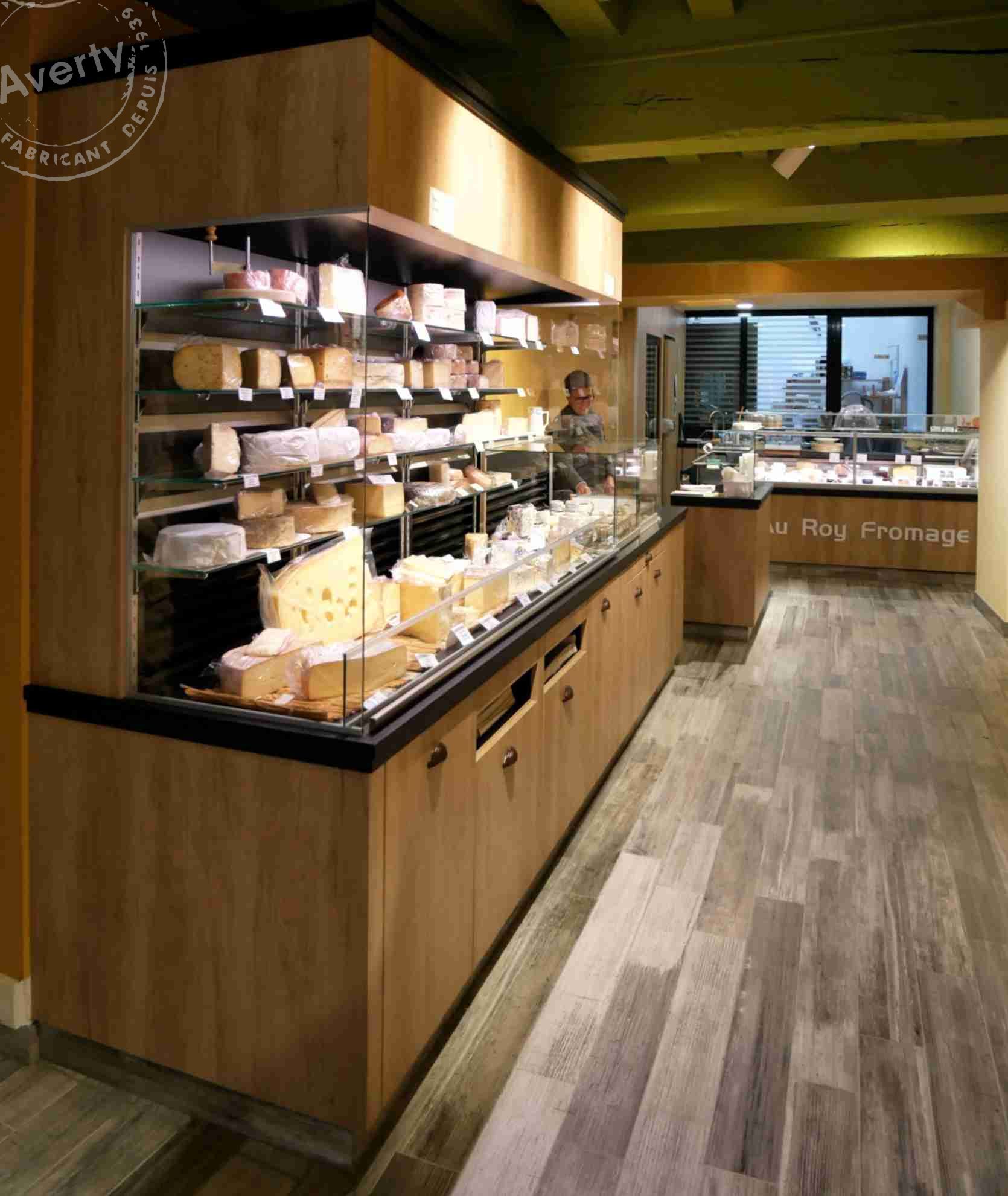 vitrine réfrigérée murale ouverte fromagerie bois