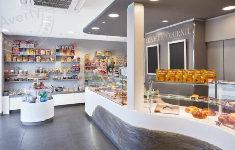 Boulangerie agencement Sur mesure moderne courbe pierre
